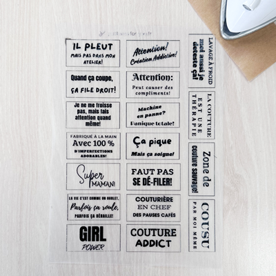 Etiquettes à thermocoller Couture fond transparent